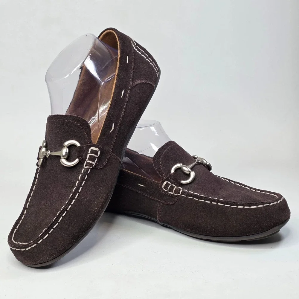 Nunn Bush Men's Loafers Size 8.5 M Dark Brown Suede Slip On Horsebit Dress Shoes